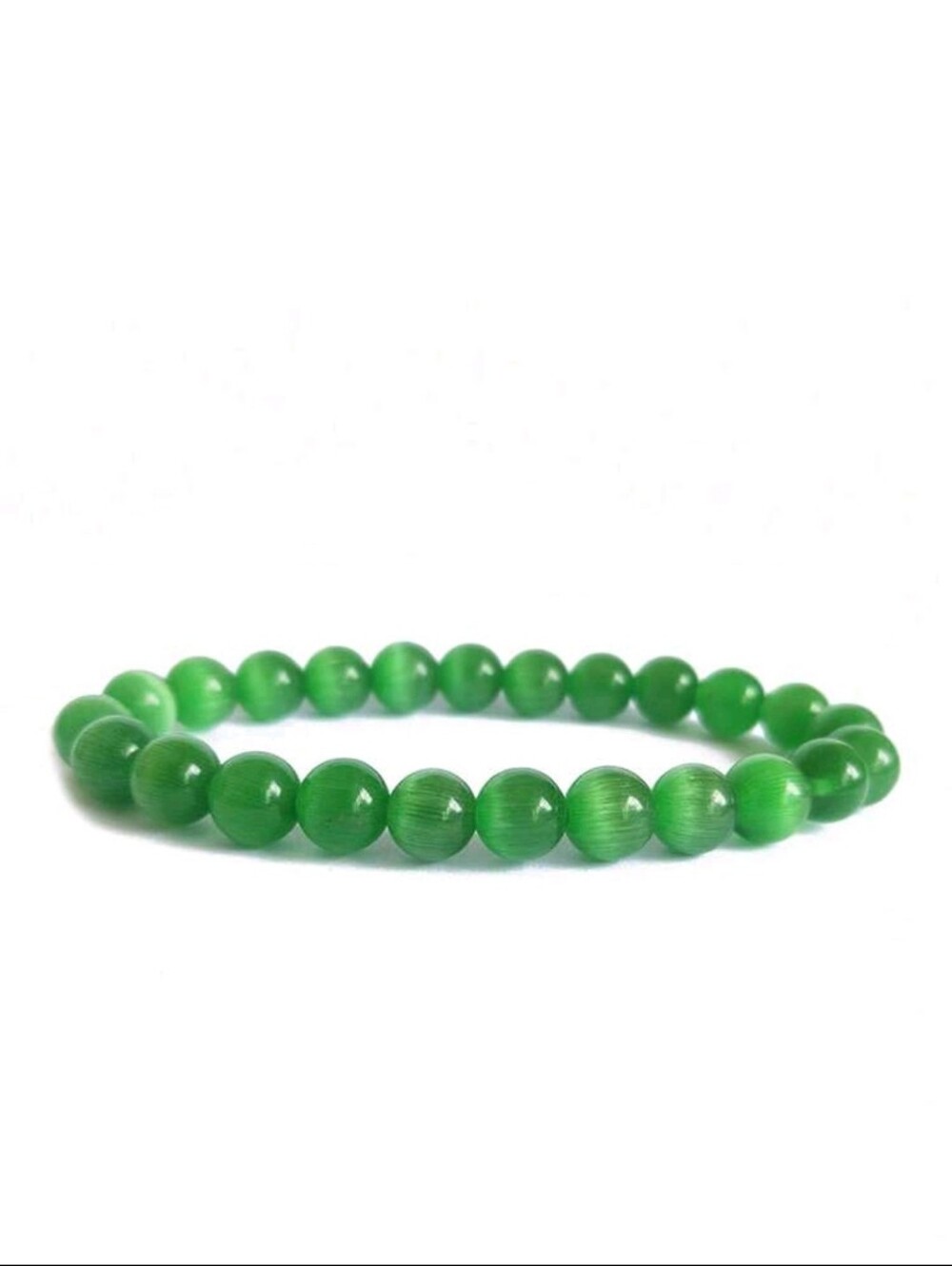 1pc 8 Colors Cat Eye Stone Crystal Bead Elastic Bracelet, Fashion Unisex Jewelry